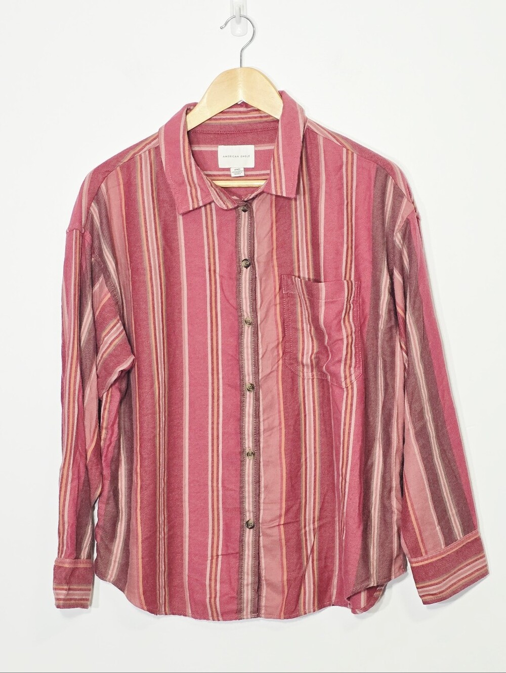 American Eagle Outfitters Soft Touch Pink Red Orange Tones Long Sleeves Casual M